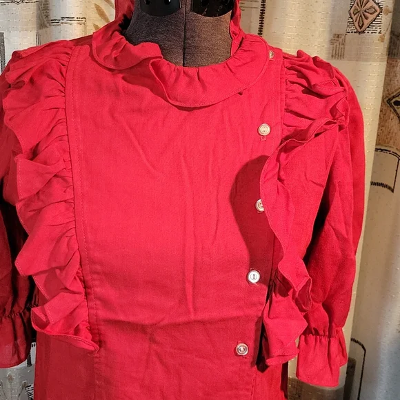 Vintage Bolts Red Ruffle Top - Picture 8 of 11